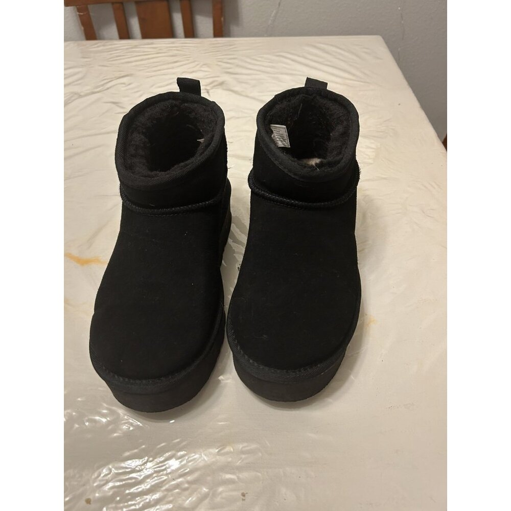 Bearpaw Ankle Boot Retro Shorty Bootie Shoe Slip On Black Suede Womens 9